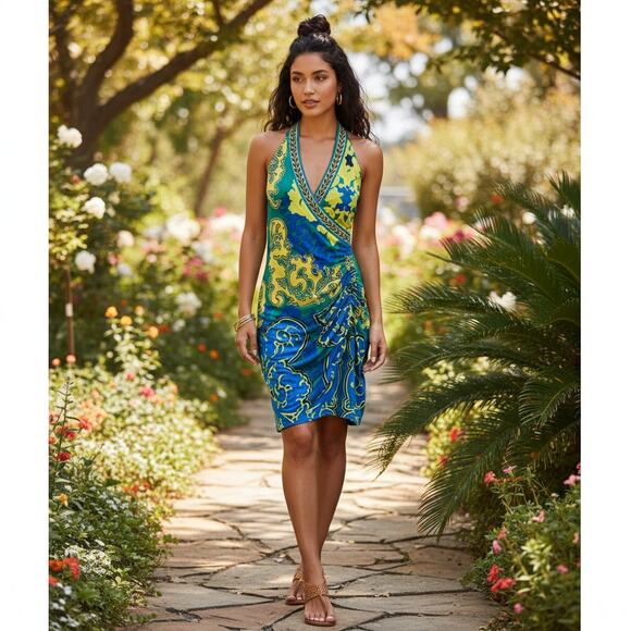 Hale Bob Paisley Halter Dress - Picture 1 of 9